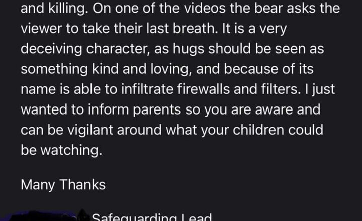 Image of Online safety warning- Huggy Wuggy