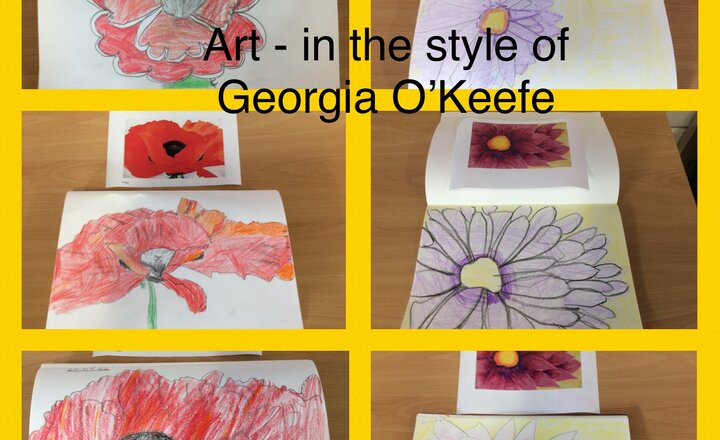Image of Year 3 Art - in the style of Georgia O’Keefe