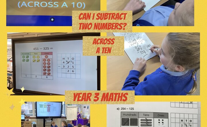 Image of Year 3 Maths: subtracting two numbers, across a ten. 