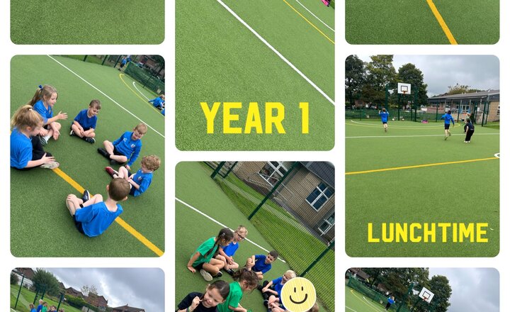 Image of Year 1- Lunch time on the MUGA.