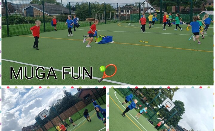 Image of Year 1- Muga fun this lunchtime.