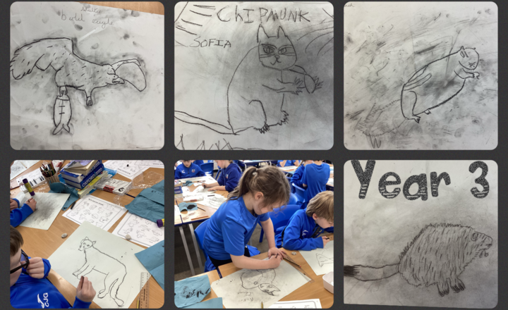 Image of Year 3- Prehistoric Art- Fun with charcoal