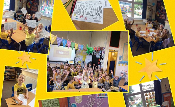 Image of Year 2 dress in yellow for 'hello yellow day'